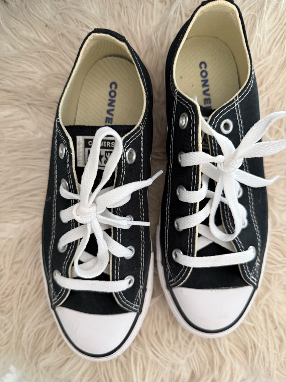 Converse Kids Black and White Low Top Canvas Sneakers